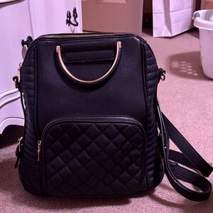 Miztique Black Moto Backpack with Gold Handle Accent